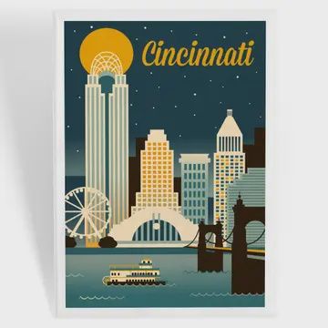 Magnet Cincinnati, Ohio Retro Skyline