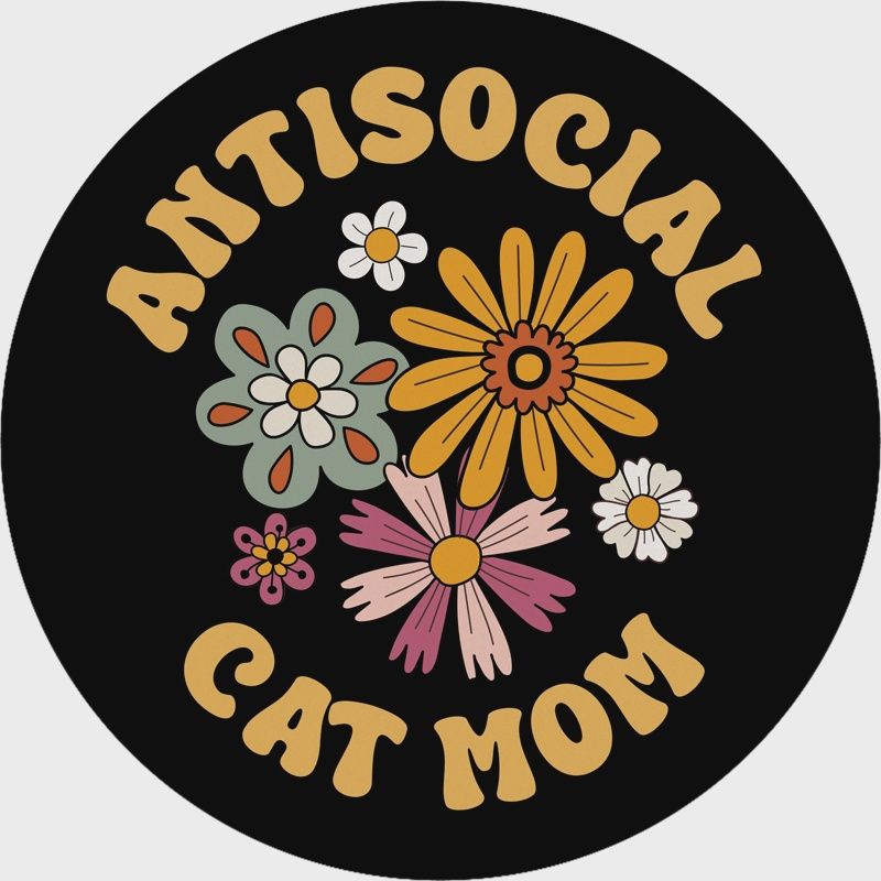 &quot;Antisocial Cat&quot; Round Car Coaster