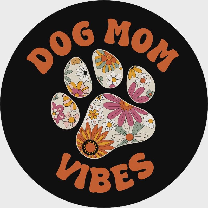 &quot;Dog Mom Vibes&quot; Round Car Coaster