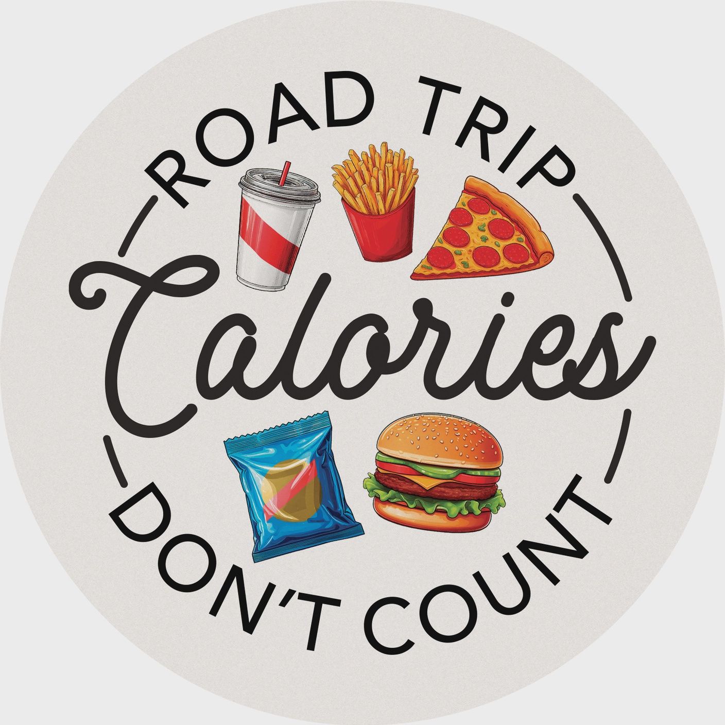 &quot;Road Trip Calories&quot; Car Coaster