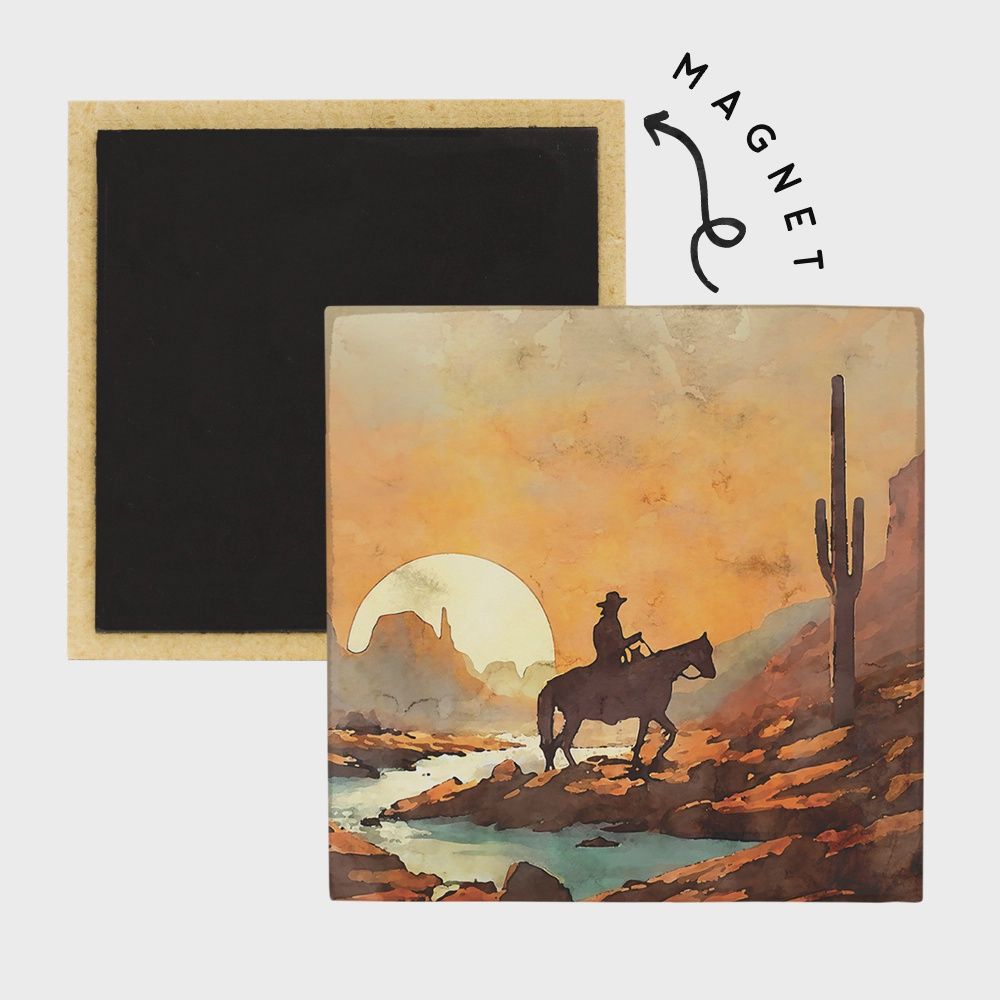 Desert Cowboy - Square Magnet