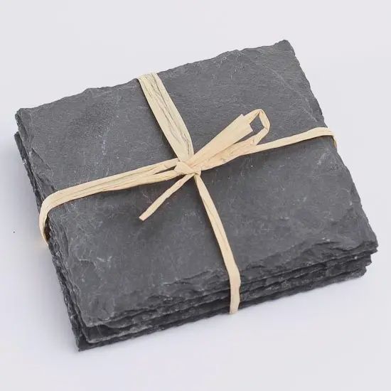 Set of 4 Square Natural Slate Coasters