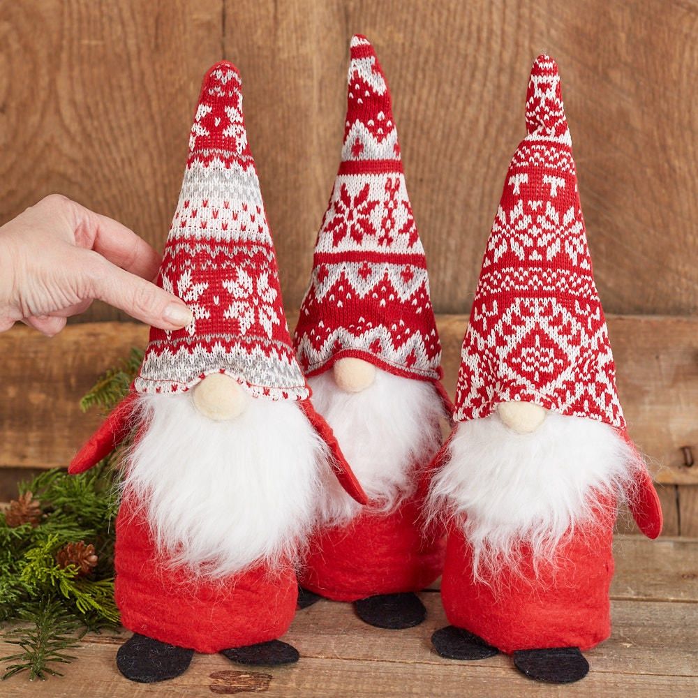 12&quot; Assorted Style Red Winter Time Gnome