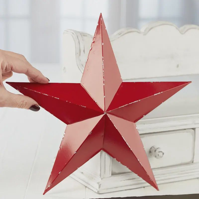 11&quot; X 11&quot; Weathered Red Metal Barn Star