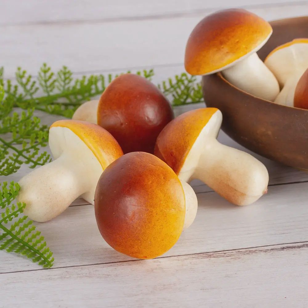 Artificial Light Brown Button Mushrooms (Pack of 7)