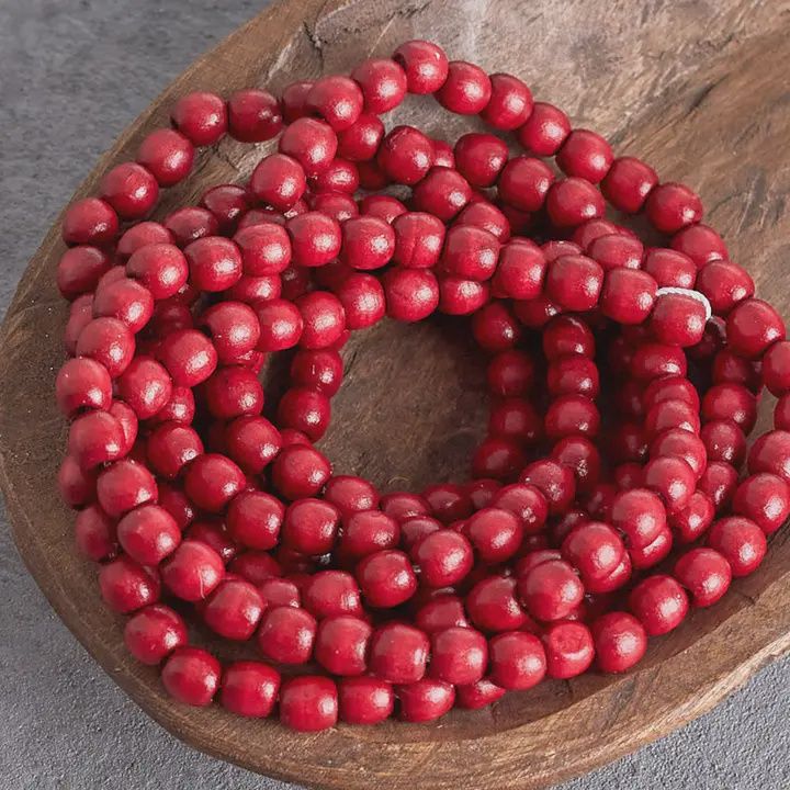 Burgundy Wood Bead Garlands - 9 Feet Long
