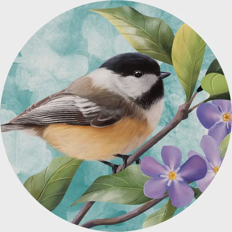 &quot;Nature Chickadee&quot; Round Car Coaster