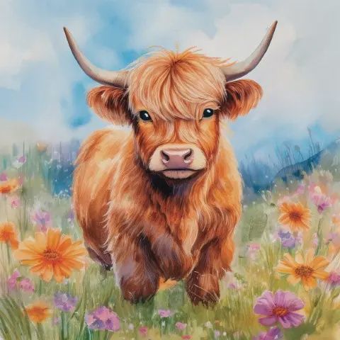 Highland Cow Friend Square House Coaster