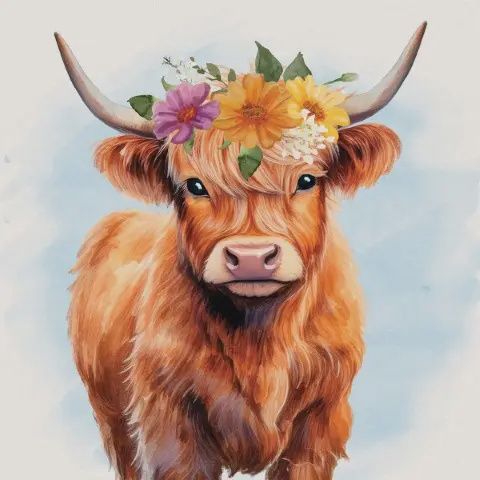 Highland Cow Square House Coaster