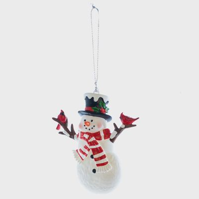SNOWMAN CARDINAL ORNAMENT