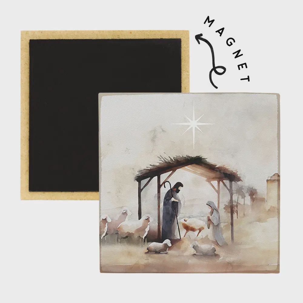 Bethlehem Nativity Art - Square Magnet