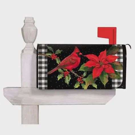 CARDINAL AND HOLLY MAILBOX COVER