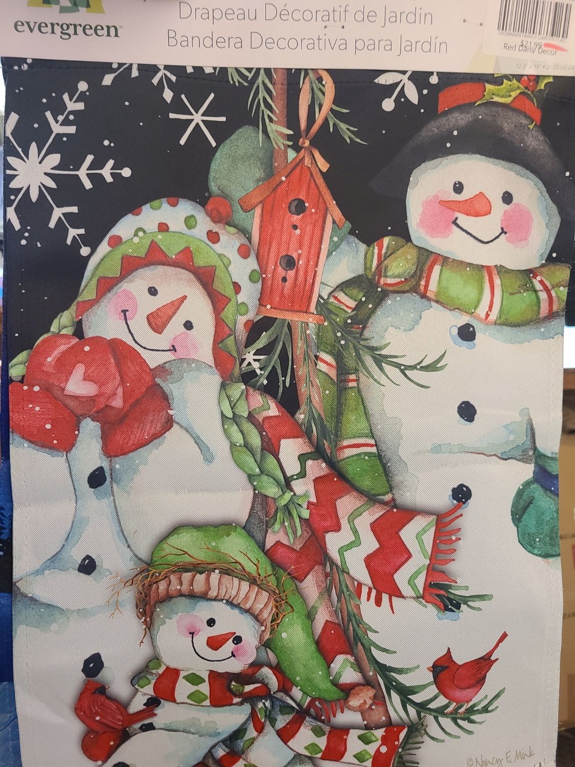 SNOWMAN FAMILY GARDEN FLAG