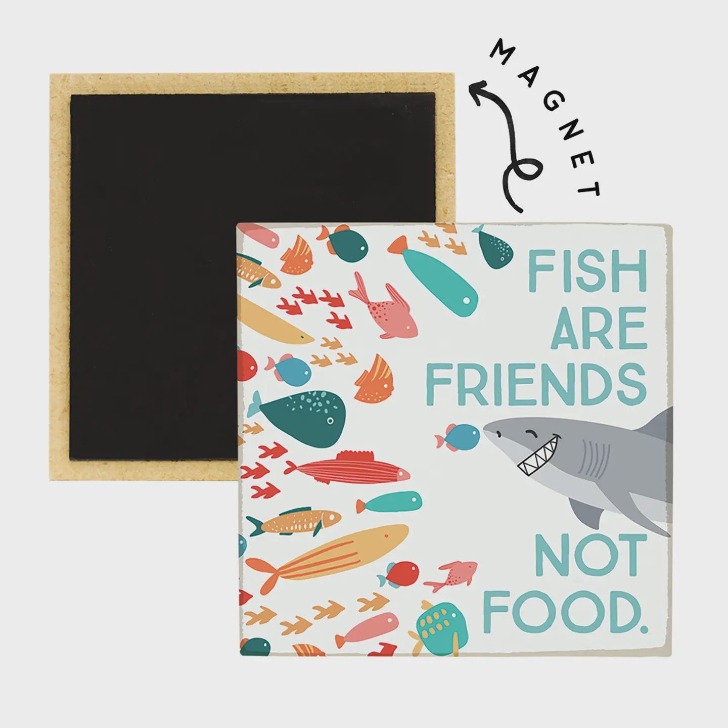 Fish Friends Shark - Square Magnet