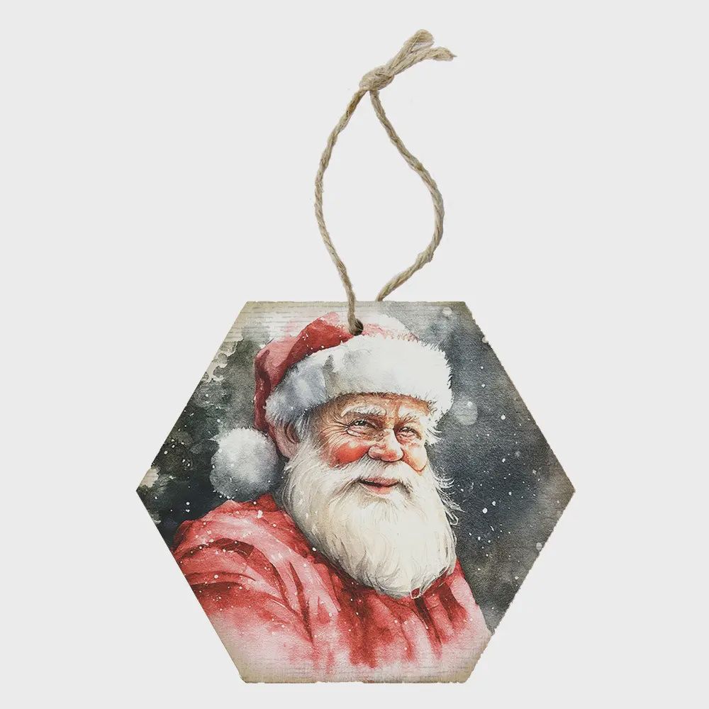 Santa Looking Right - Honeycomb Ornament