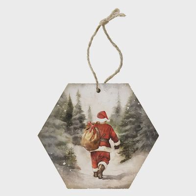 Santa Walking Art - Honeycomb Ornament