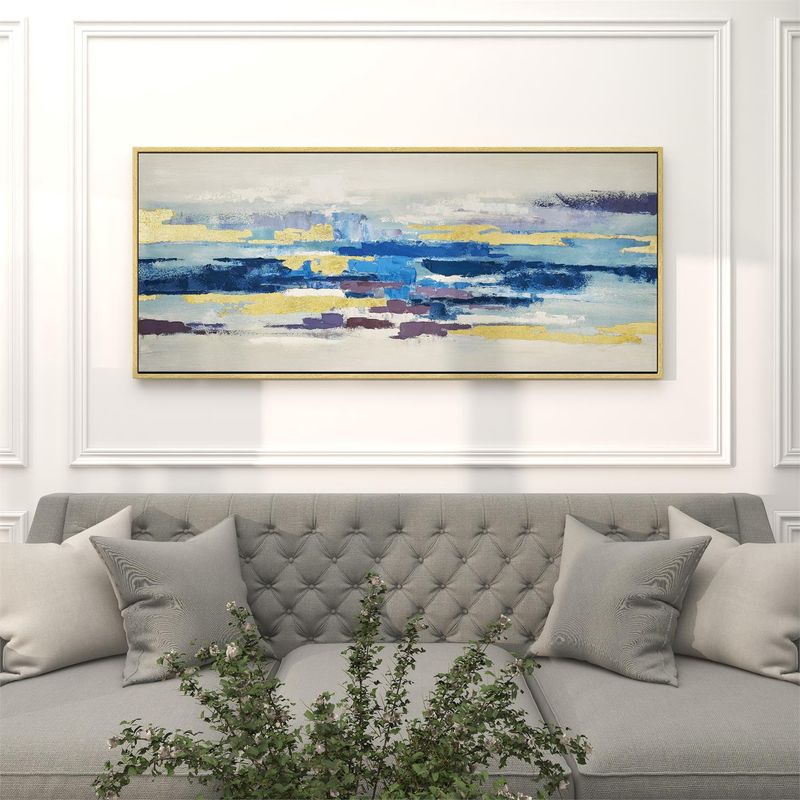 LONG BLUE ABSTRACT FRAMED CANVAS