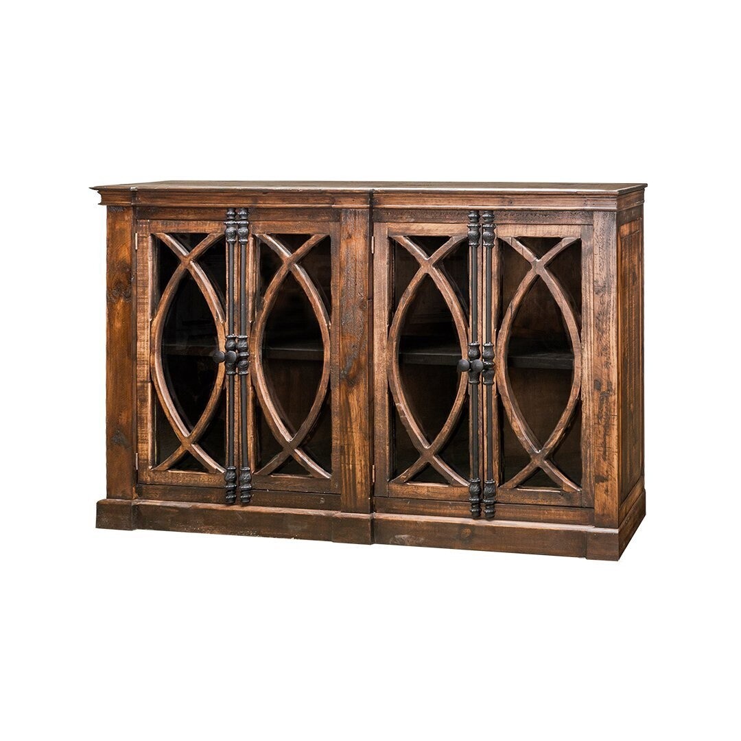 PESCARA 4 GLASS DOOR CONSOLE, Colour: TOBACCO