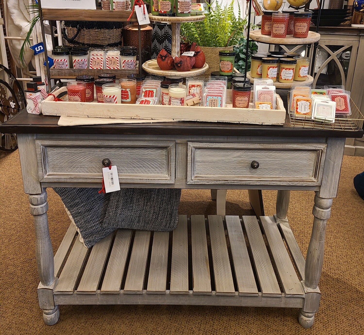 48" TURNED LEG KITCHEN ISLAND GRAY/SIERRA