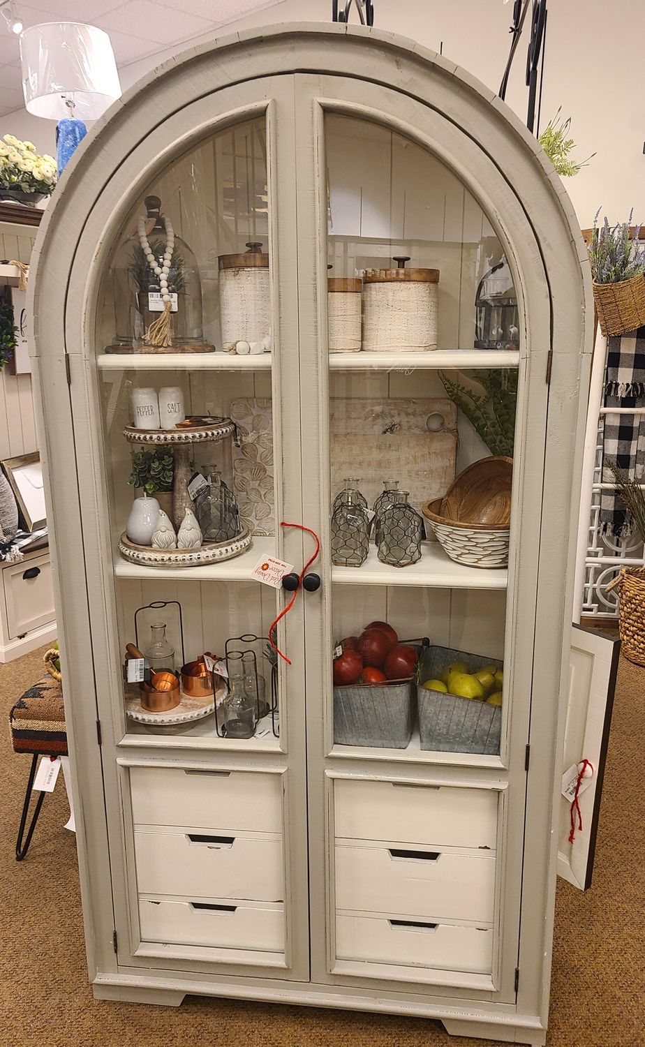 JULIA CURVED 6 DRAWER HUTCH, Colour: GRAY/WHITE