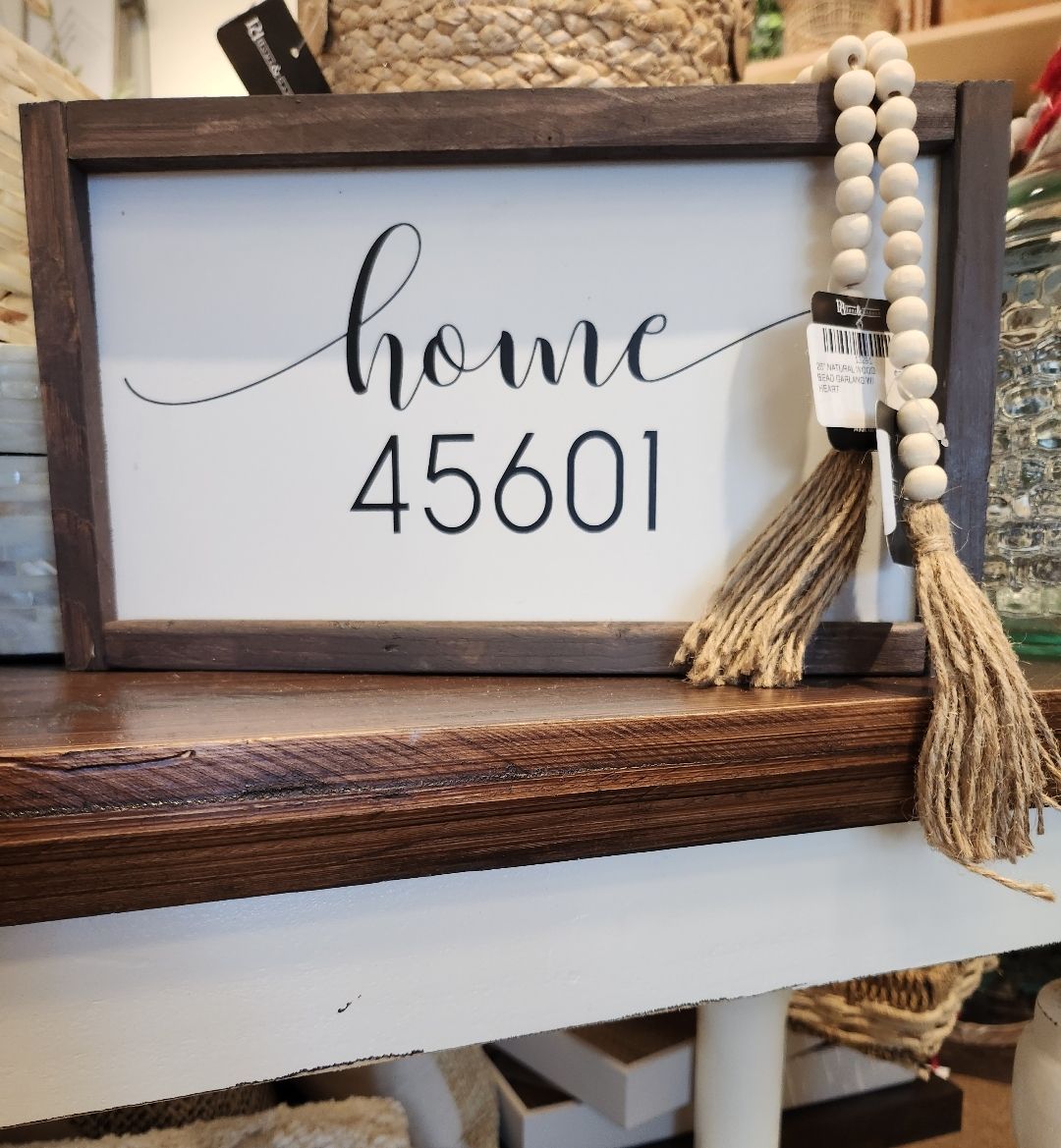 HANDMADE ZIP CODE SIGN