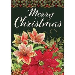 GARDEN FLAG POINSETTIA MERRY CHRISTMAS, Size: GARDEN