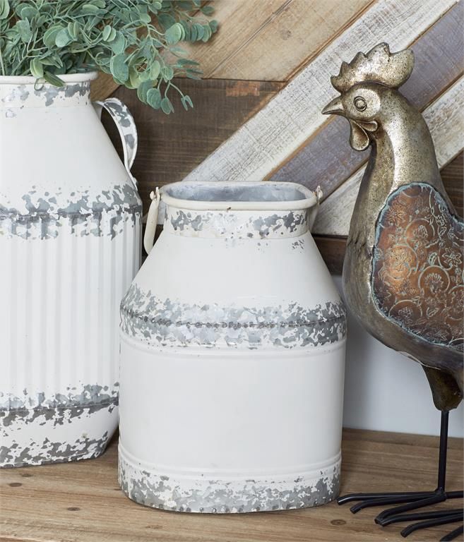 WHITE METAL DECORATIVE JAR, Size: SM