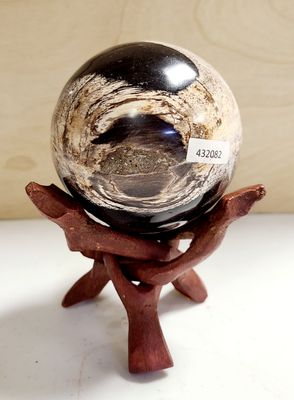 SM. PETRIFIED WOOD SPHERE