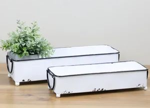 WHITE ENAMEL RECTANGLE BIN, Size: SM