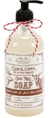 16.5 fl oz hand soap with nourishing goat milk, FRAGRANCE: ALMOND
