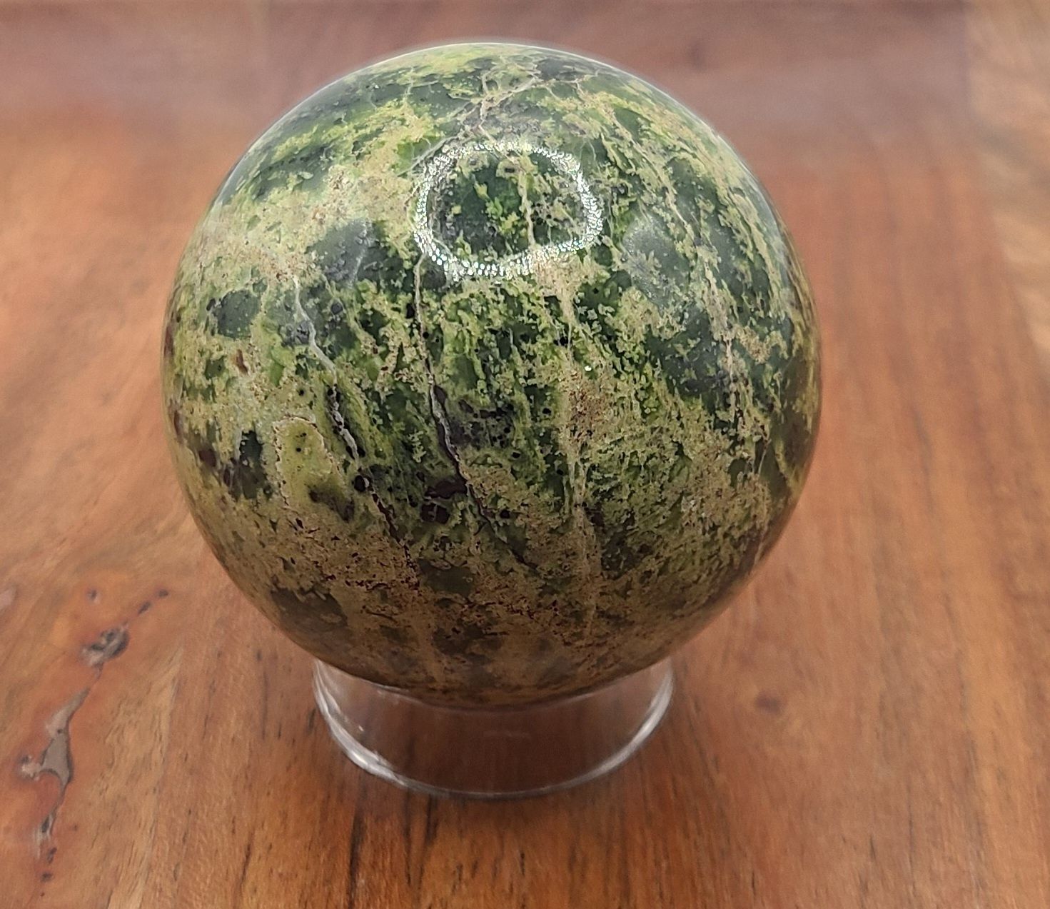 JUNGLE GREEN SERPENTINE SPHERE, Size: 15294 216 GRAMS