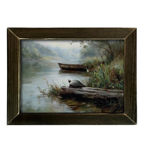 CREEKSIDE TURTLE WOOD FRAMED ART