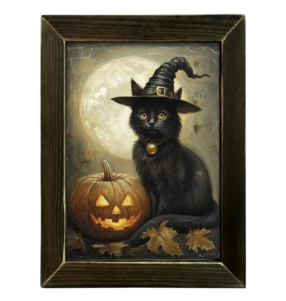 HALLOWEEN NIGHT CAT FRAMED ART