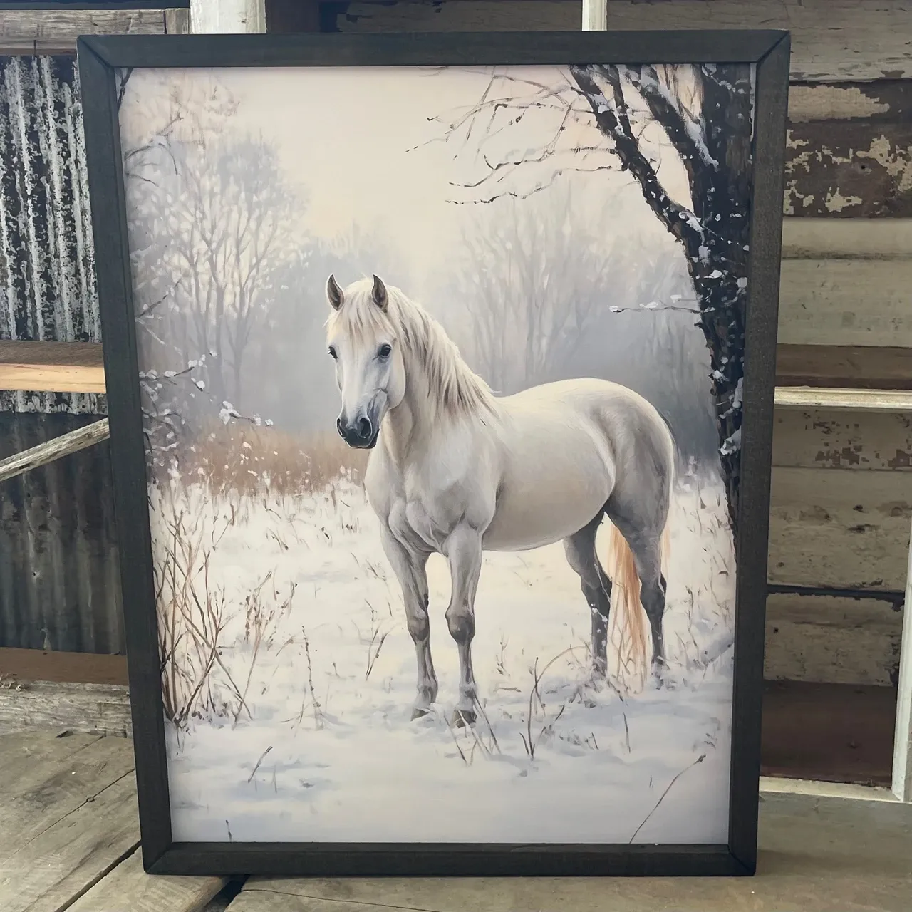 White Snow Horse Box Frame