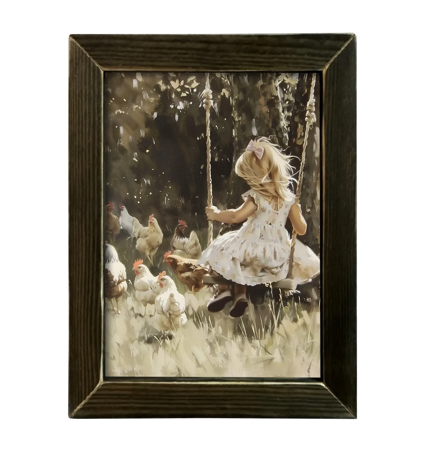A Girl and Her Chickens Framed Art