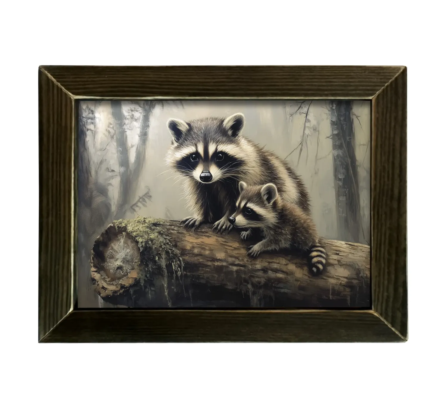 MOM AND BABY RACCOON  FRAMED ART