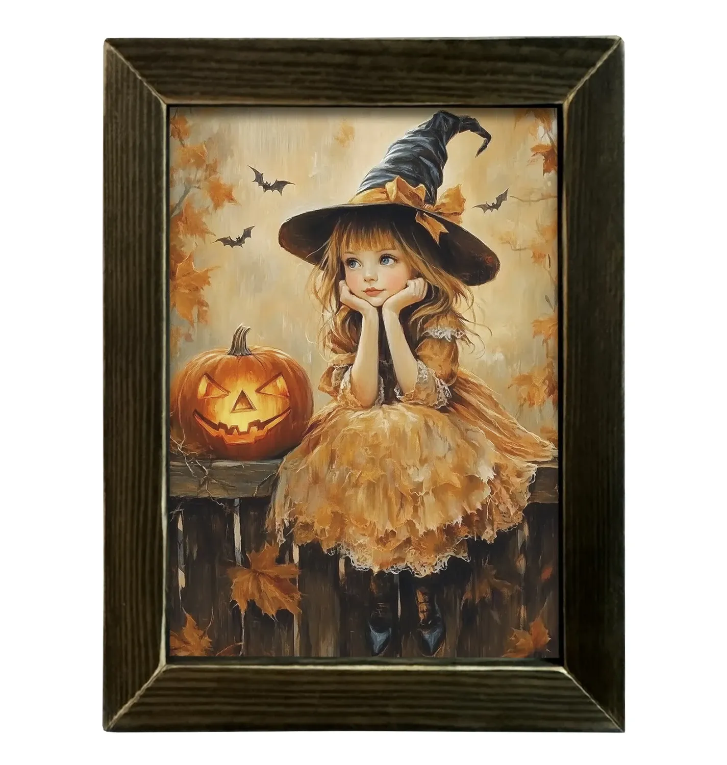 Girl Pumpkin Dreaming Framed Art