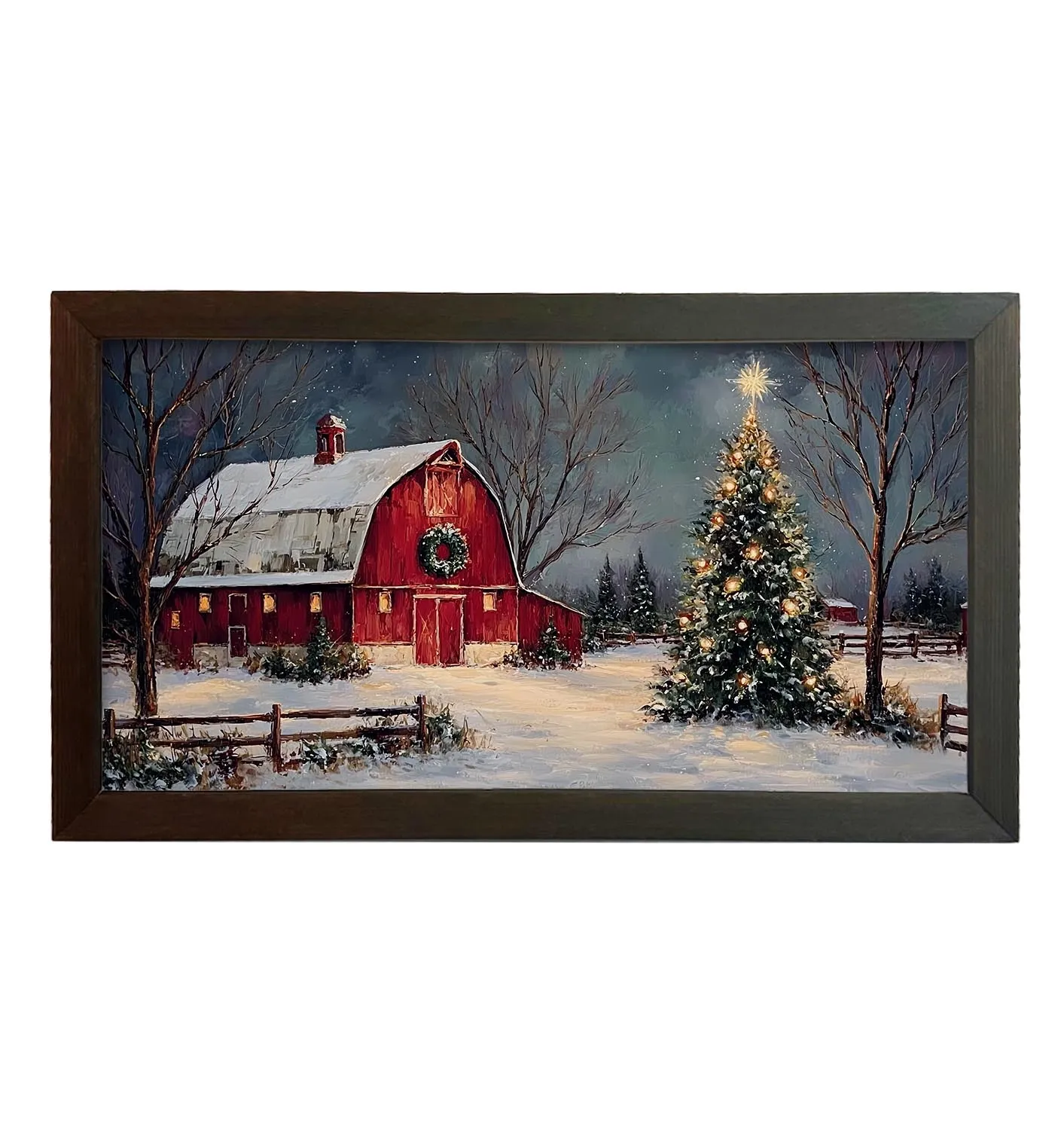 Red Barn Christmas Scene