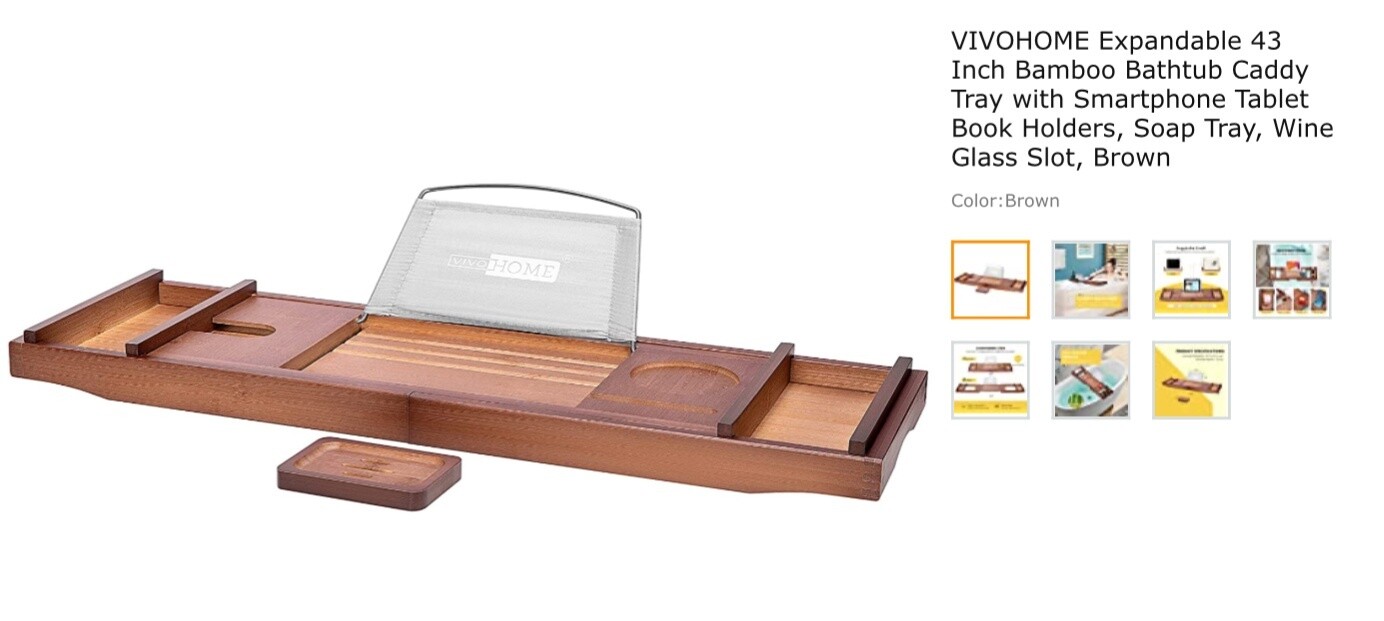 VIVOHOME Expandable 43" Bamboo Bathtub Caddy Tray