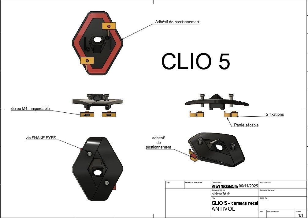 Support caméra arrière Support caméra arrière