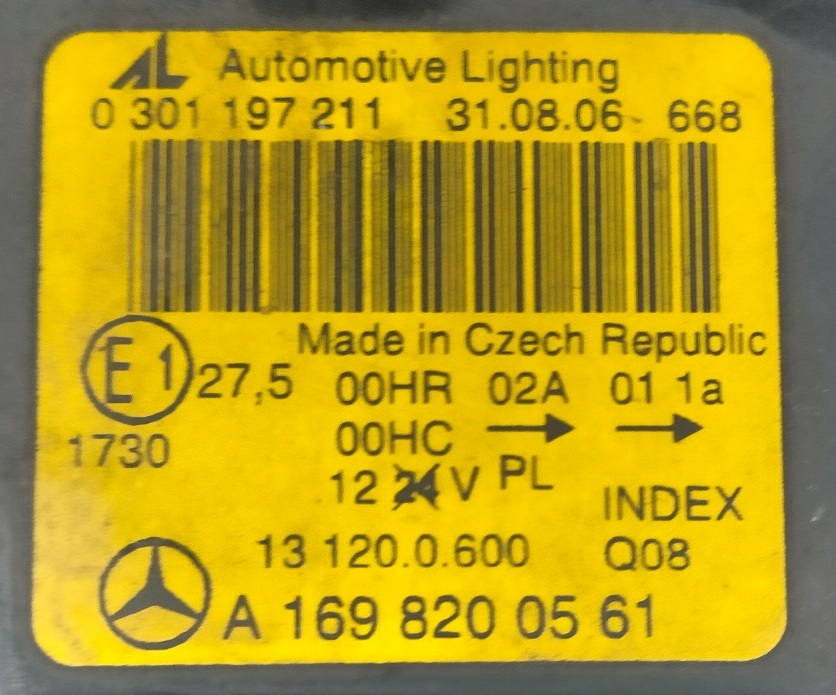 Fanale anteriore sinistro A1698200561 MERCEDES CLASSE A W169 2004-2010- Senza lente