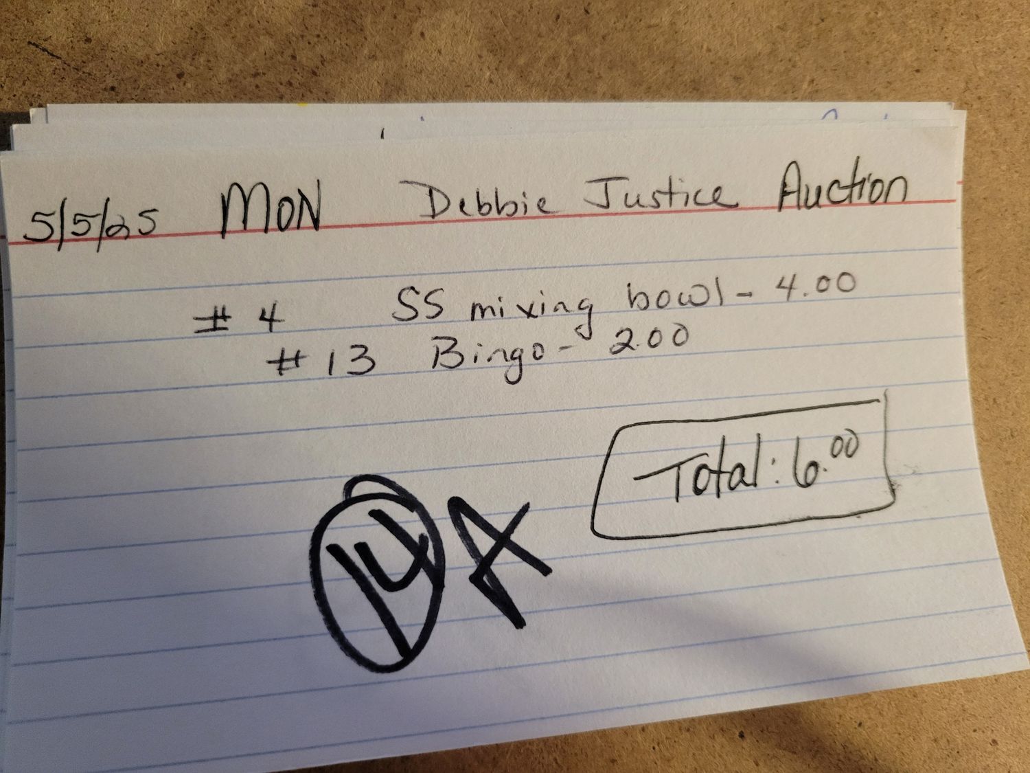 Debbie Justice 5/5/25 auction