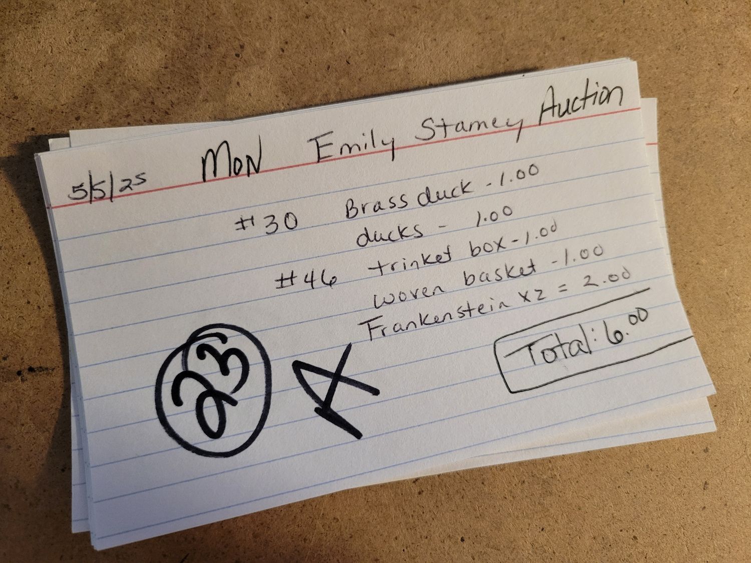Emily stamey 5/5/25 auction
