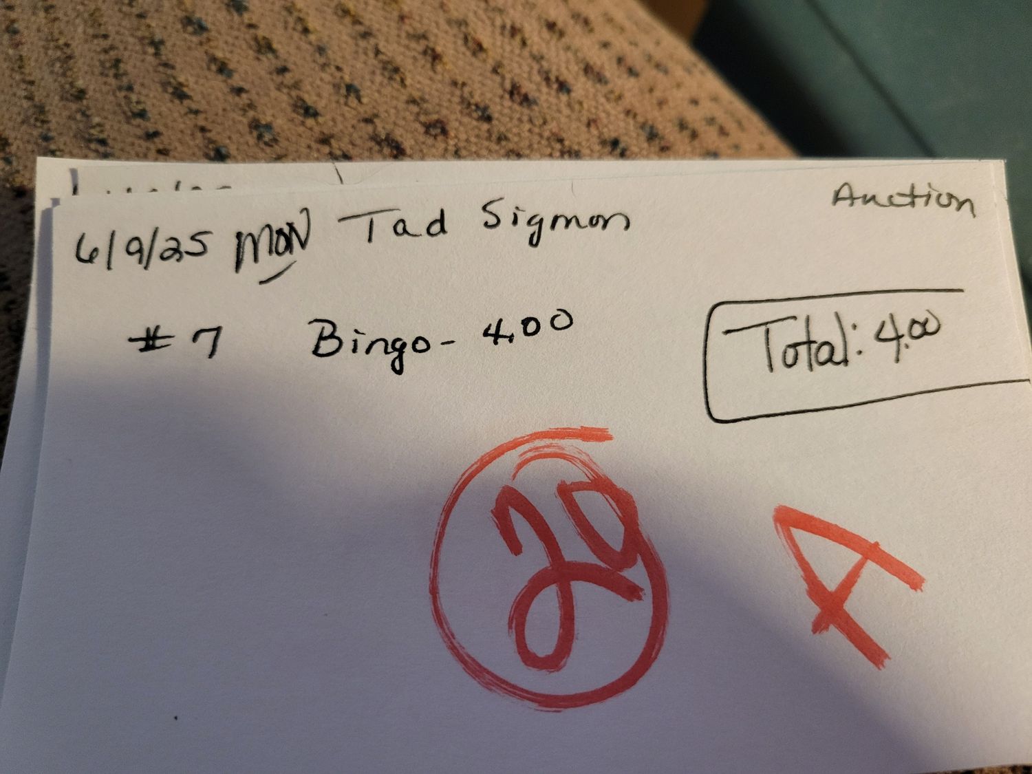 Tad sigmon 6/9/25 auctio