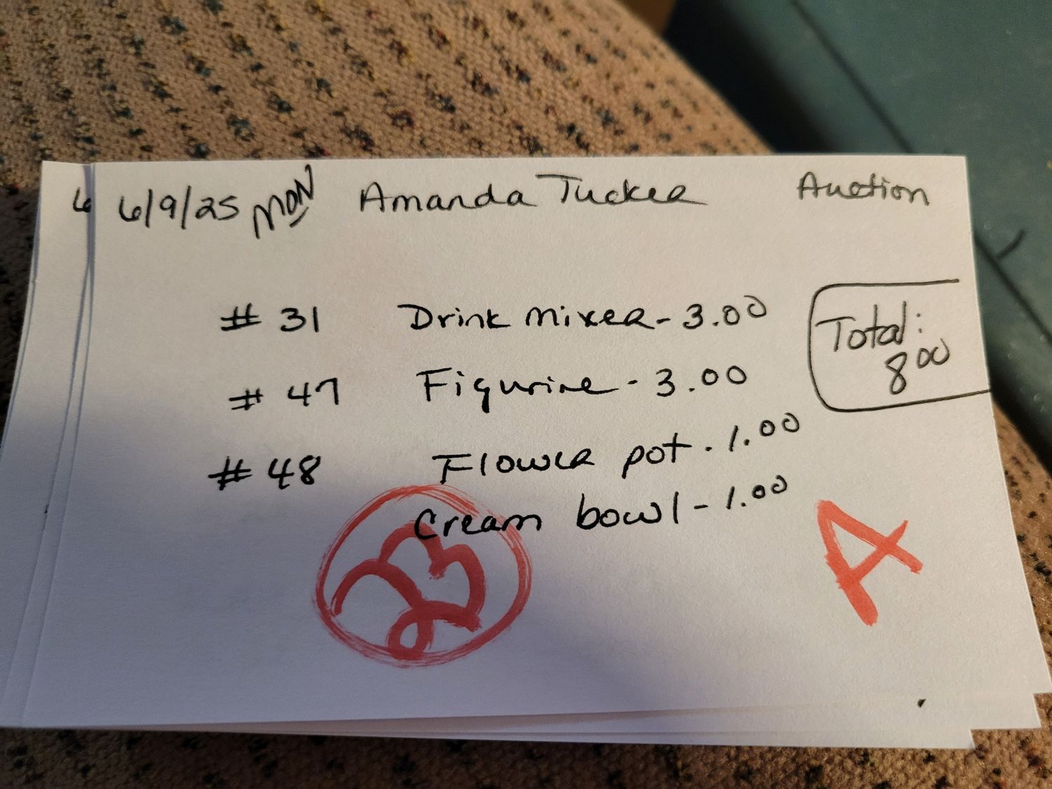 Amanda Tucker 6/9/25 auction