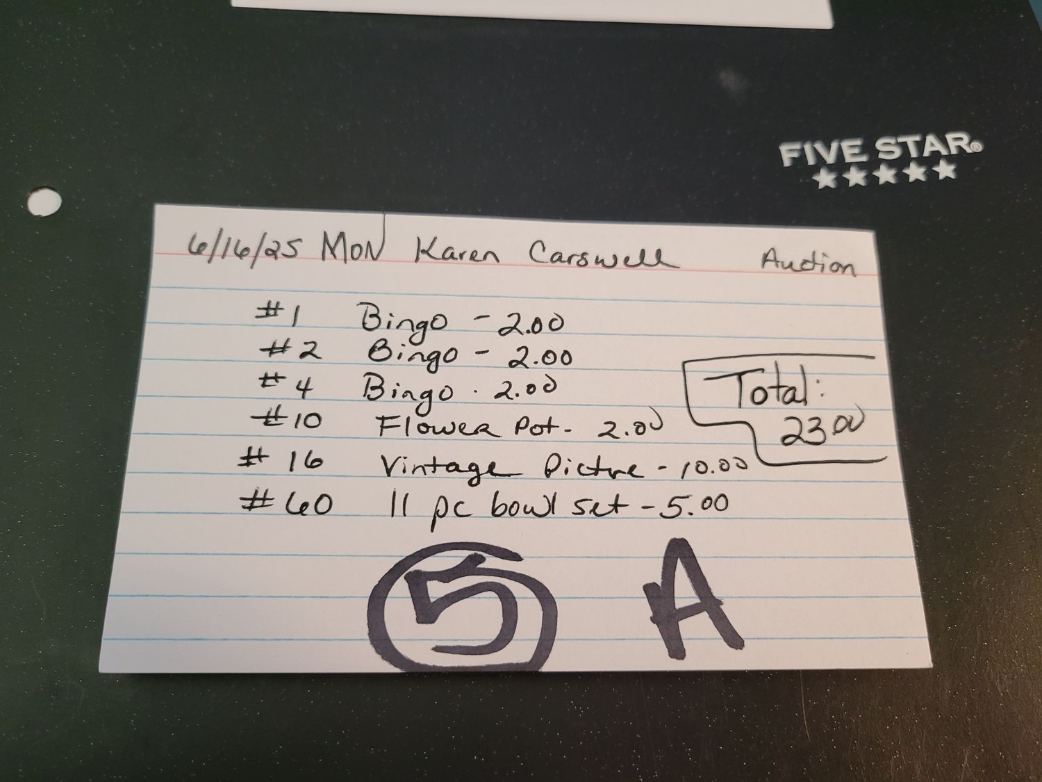Karen carswell 6/12/25 auction