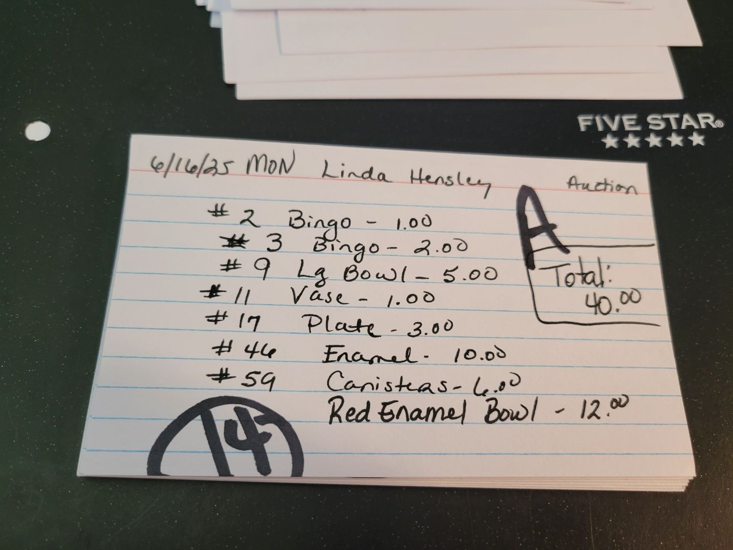 Linda hensley 6/16/25 auction