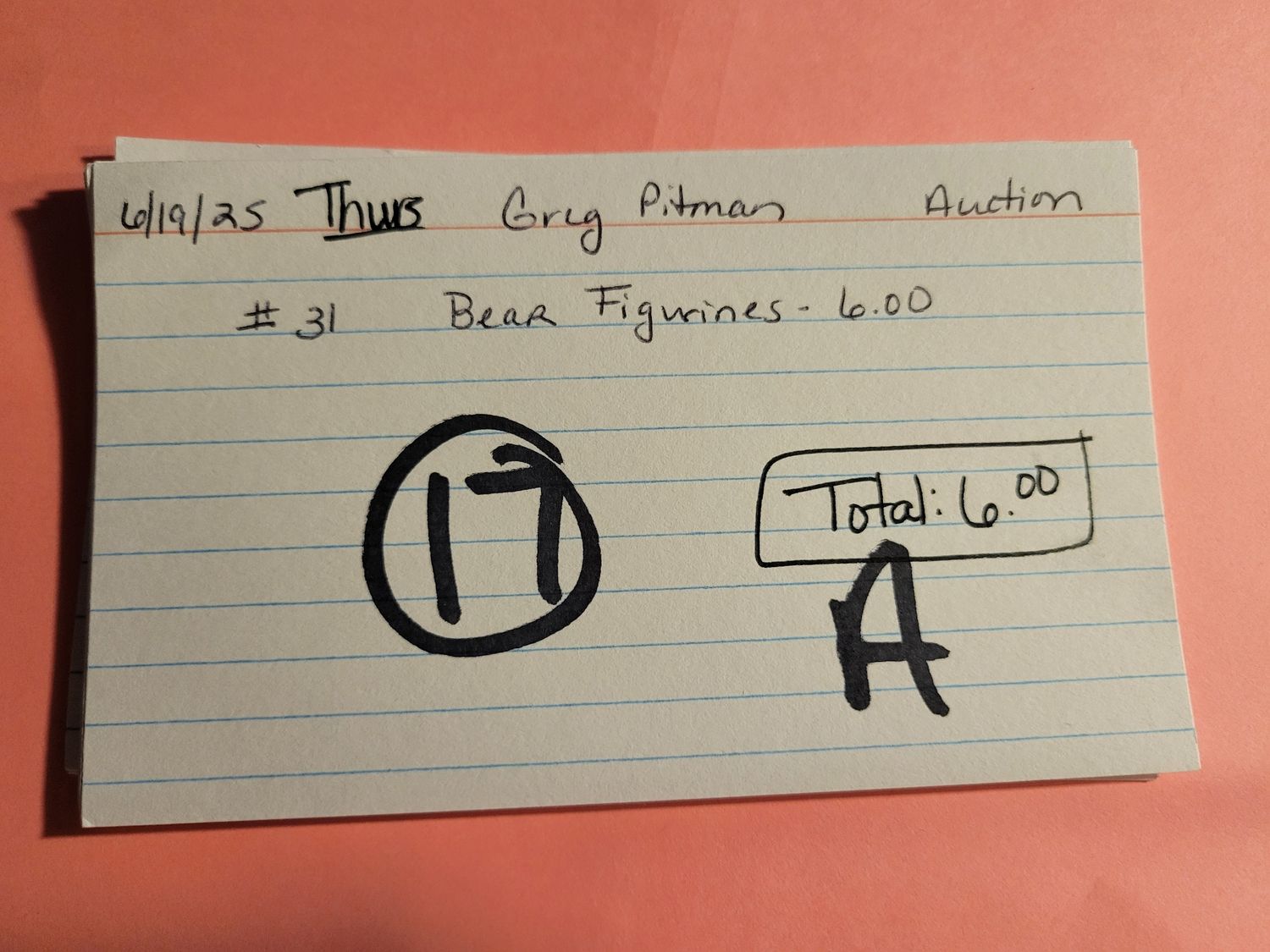 Greg Pitman 6/19/25 auction