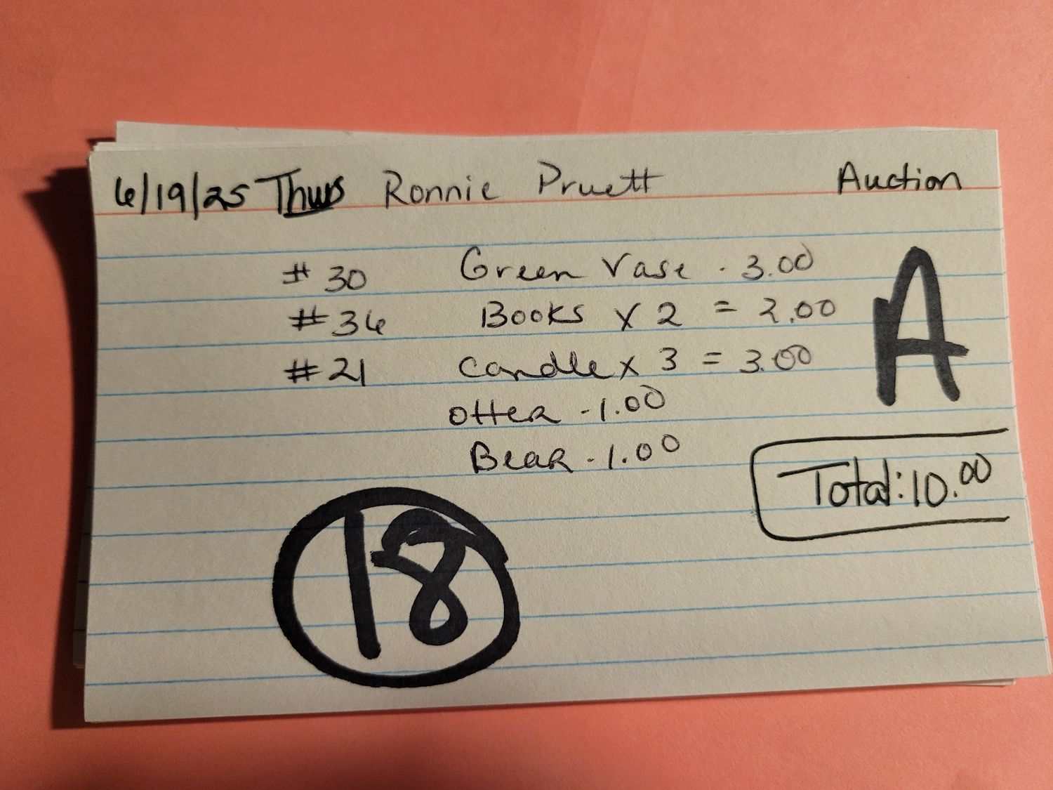 Ronnie pruett 6/19/25 auction
