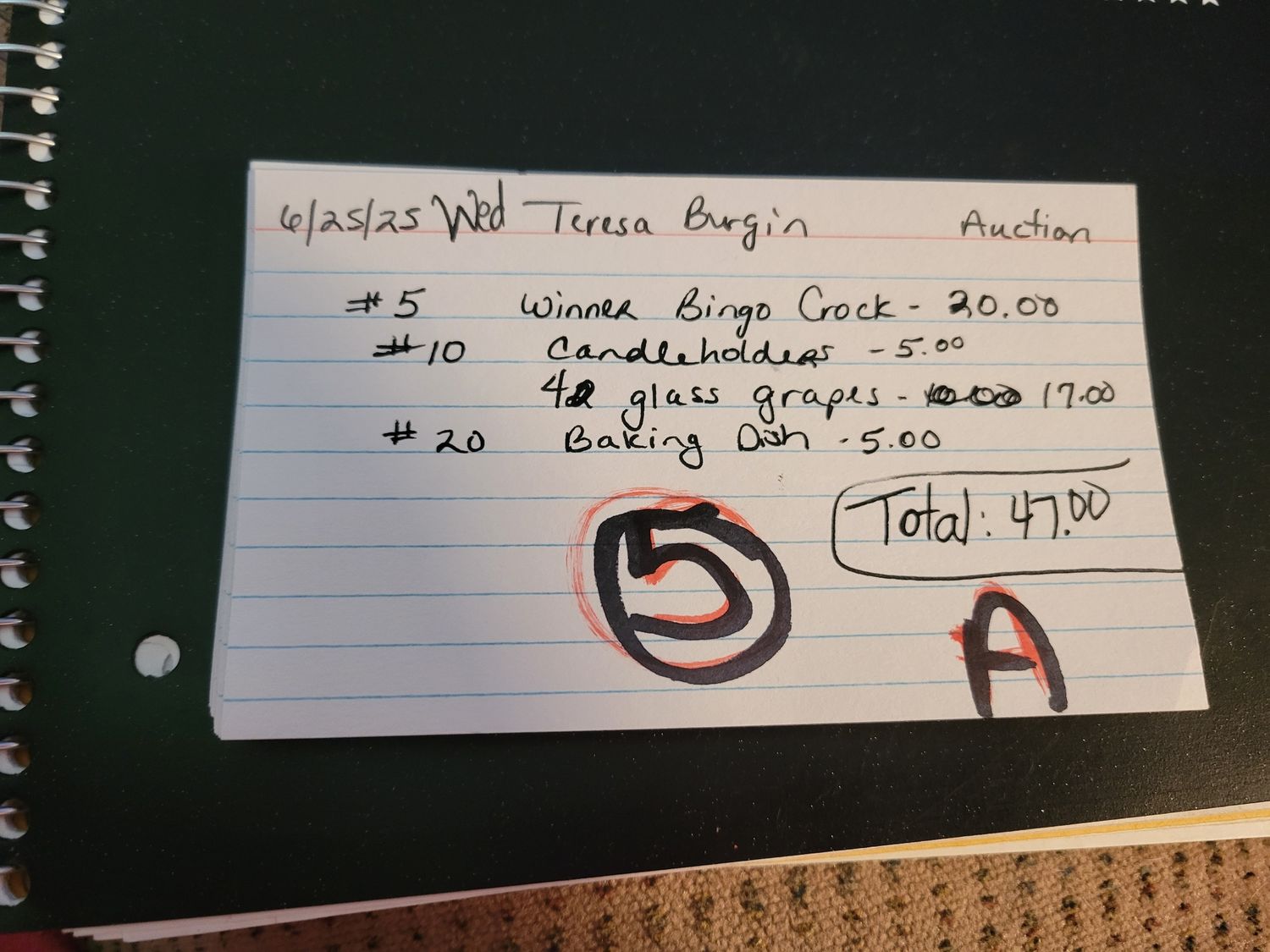 Teresa burgin auction  6/25/25